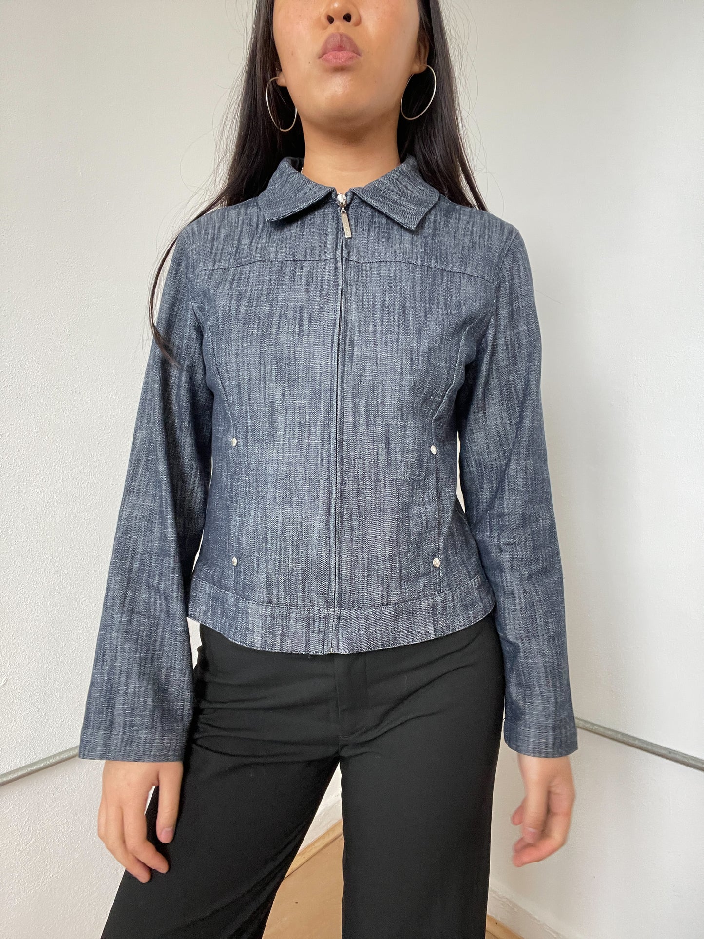 Denim Contrast Structured Jacket