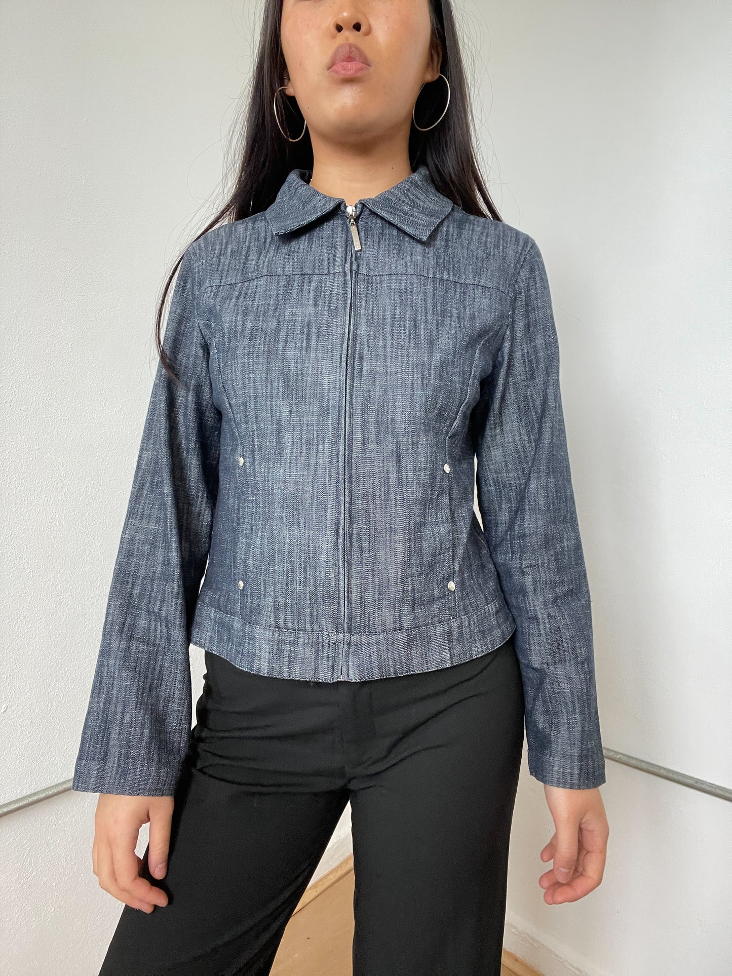 Denim Contrast Structured Jacket