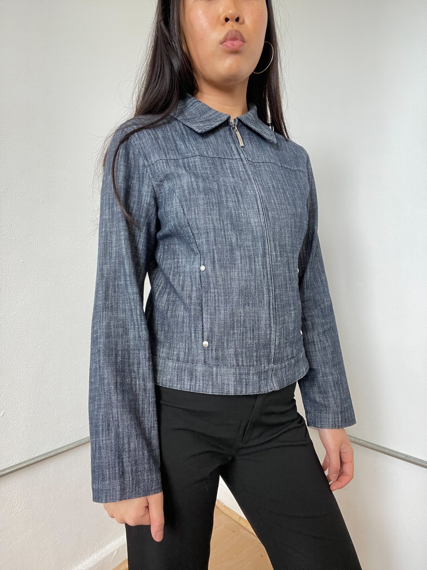 Denim Contrast Structured Jacket