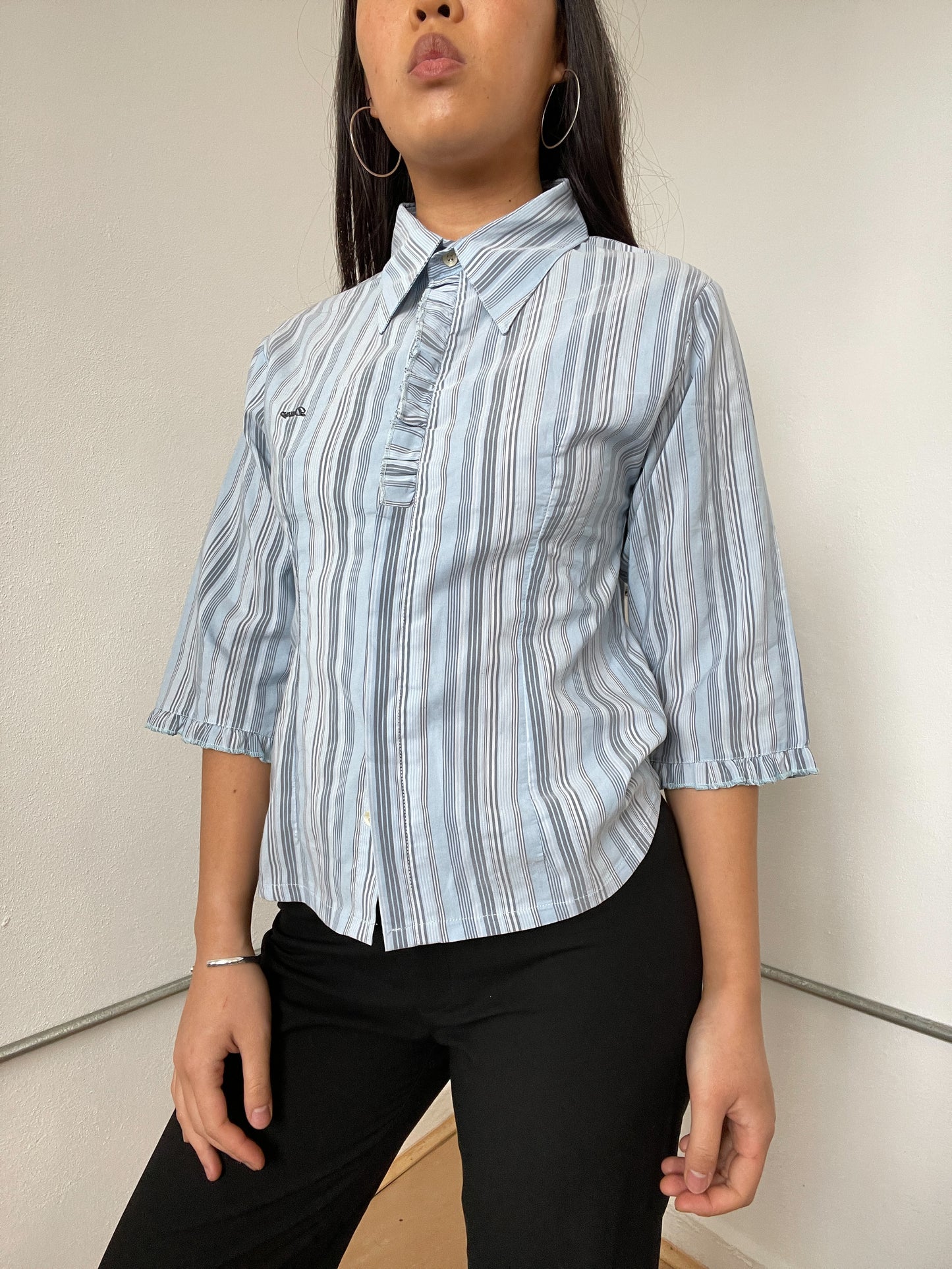 Blue Stripy Patterned Shirt