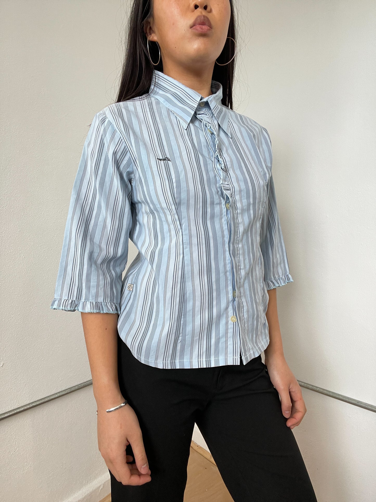 Blue Stripy Patterned Shirt
