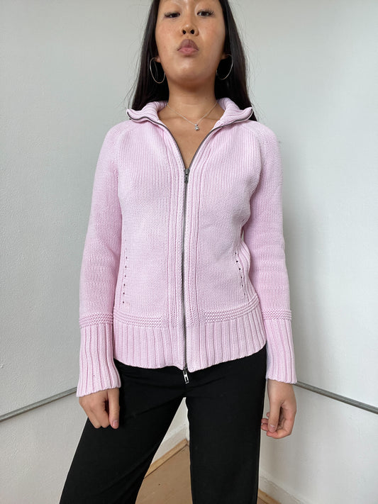 Baby Pink Double-Zip Cardigan