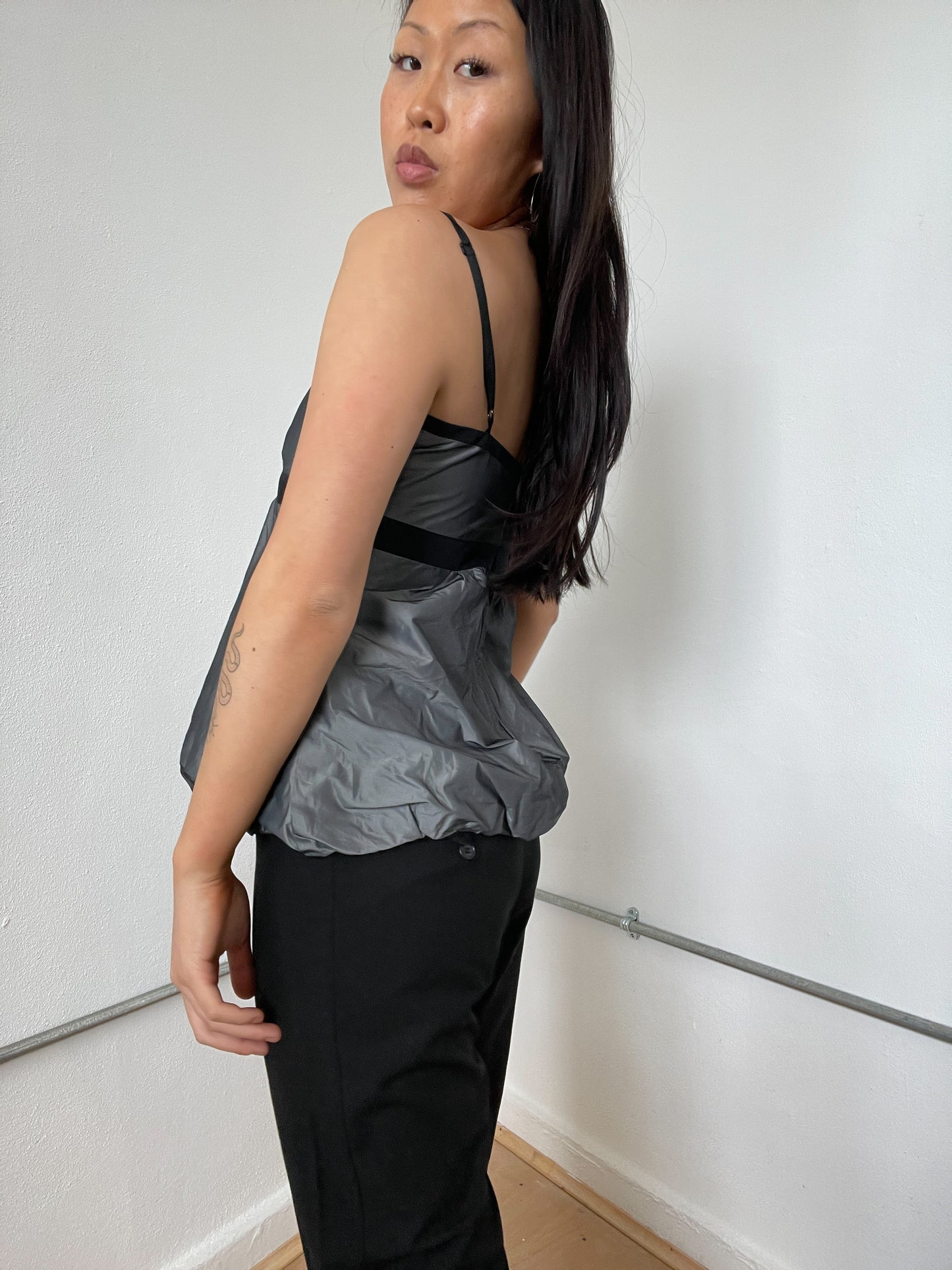Grey Shiny Bubble Cami Top