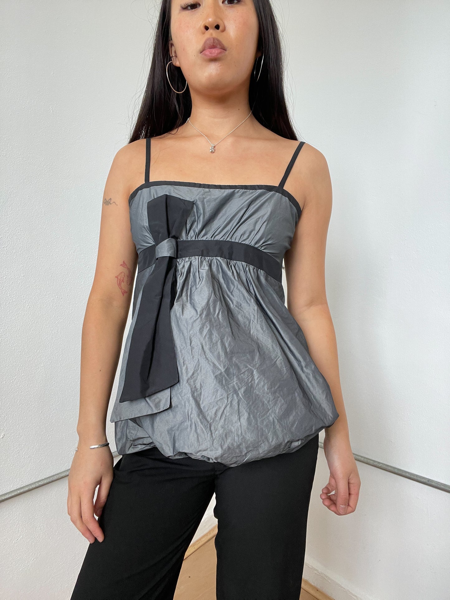 Grey Shiny Bubble Cami Top