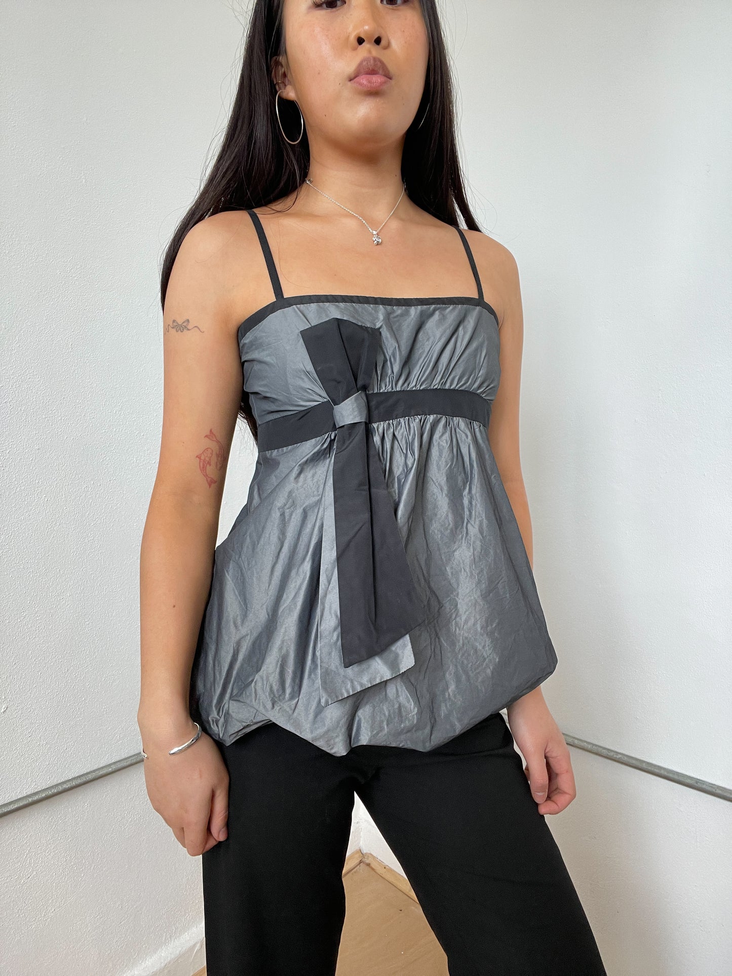 Grey Shiny Bubble Cami Top