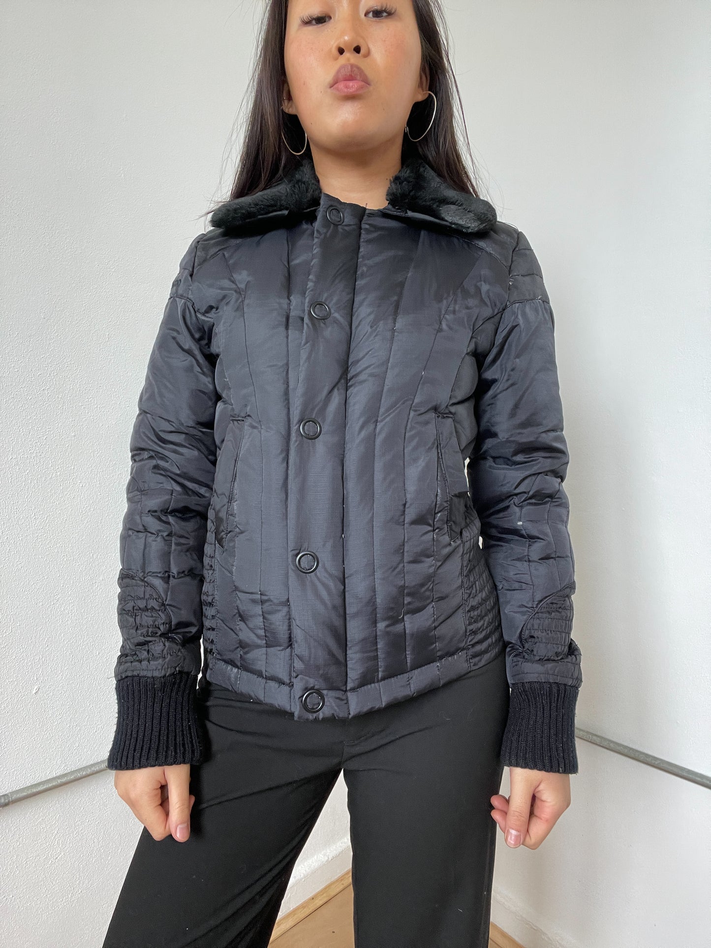 Black Collared Puffer Jacket