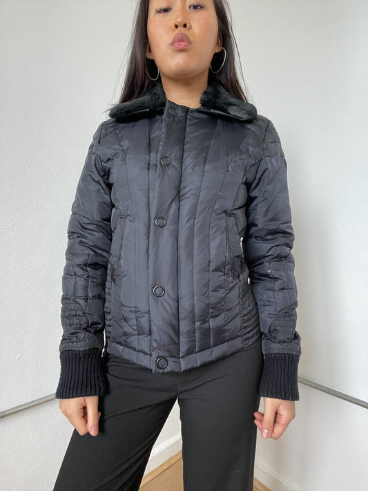 Black Collared Puffer Jacket