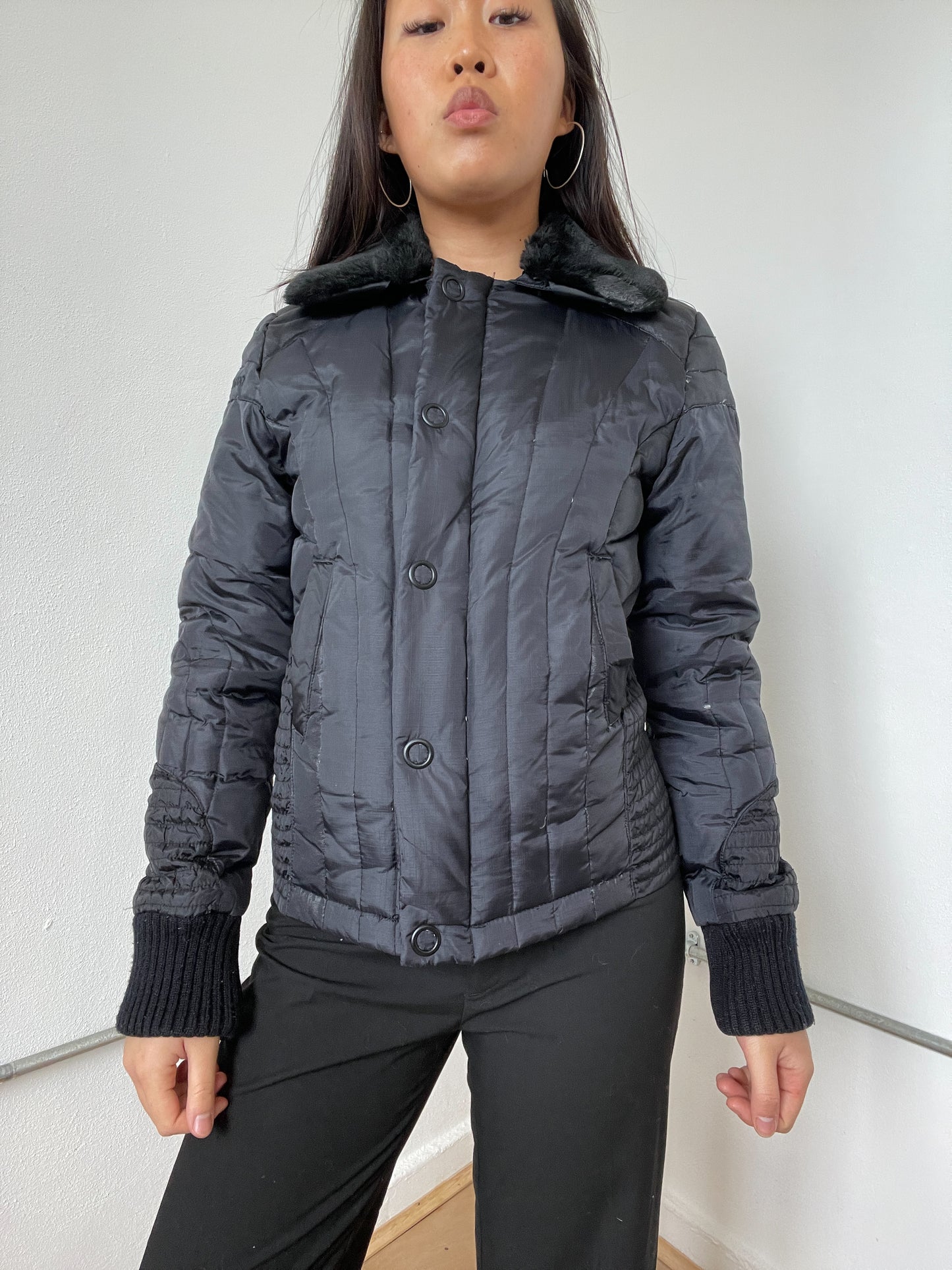 Black Collared Puffer Jacket
