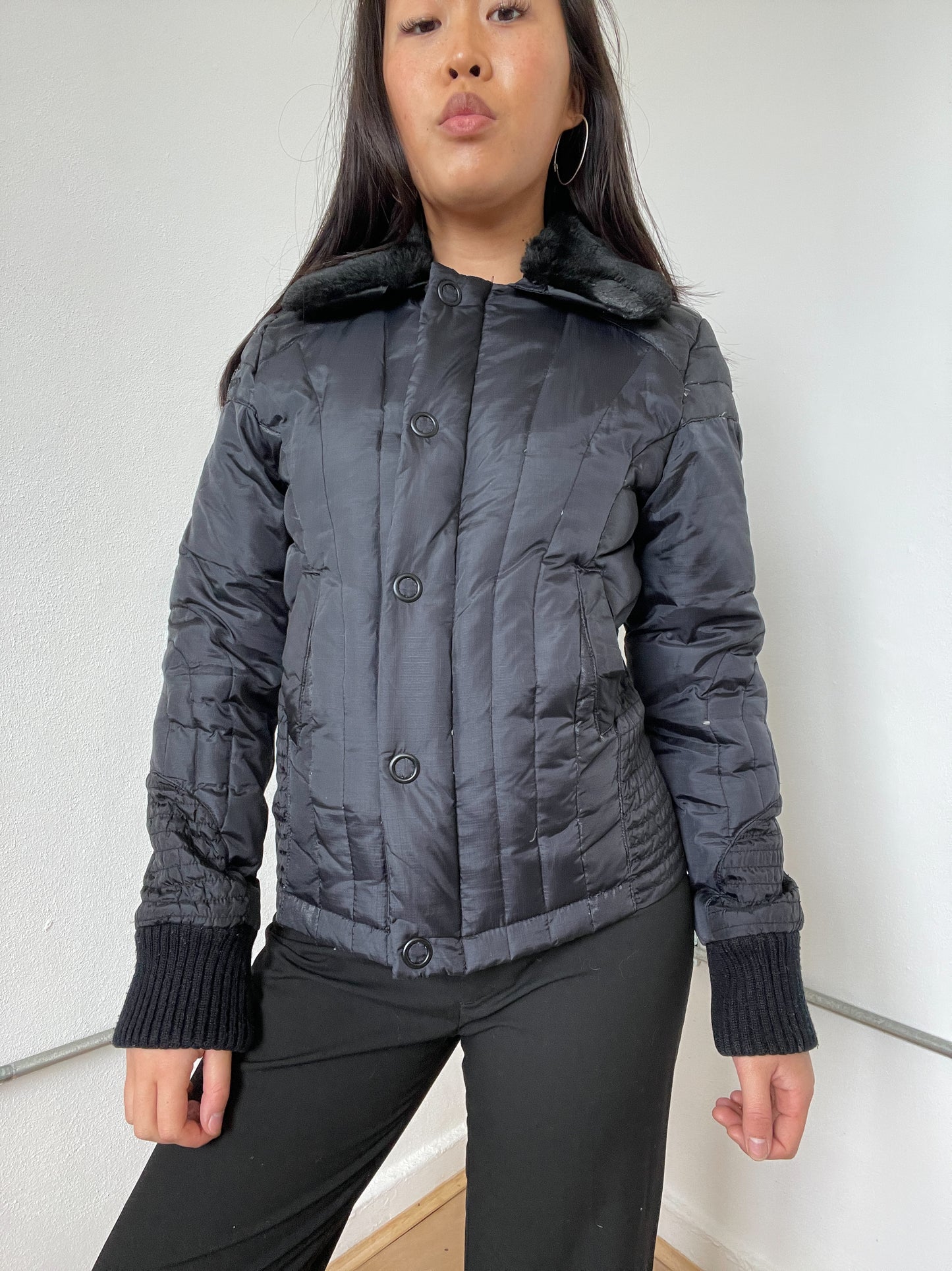 Black Collared Puffer Jacket