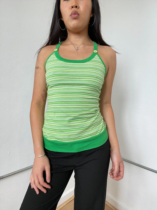 Green Patterned Cami Top