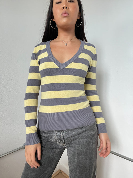 Stripy V-Neck Long Sleeve