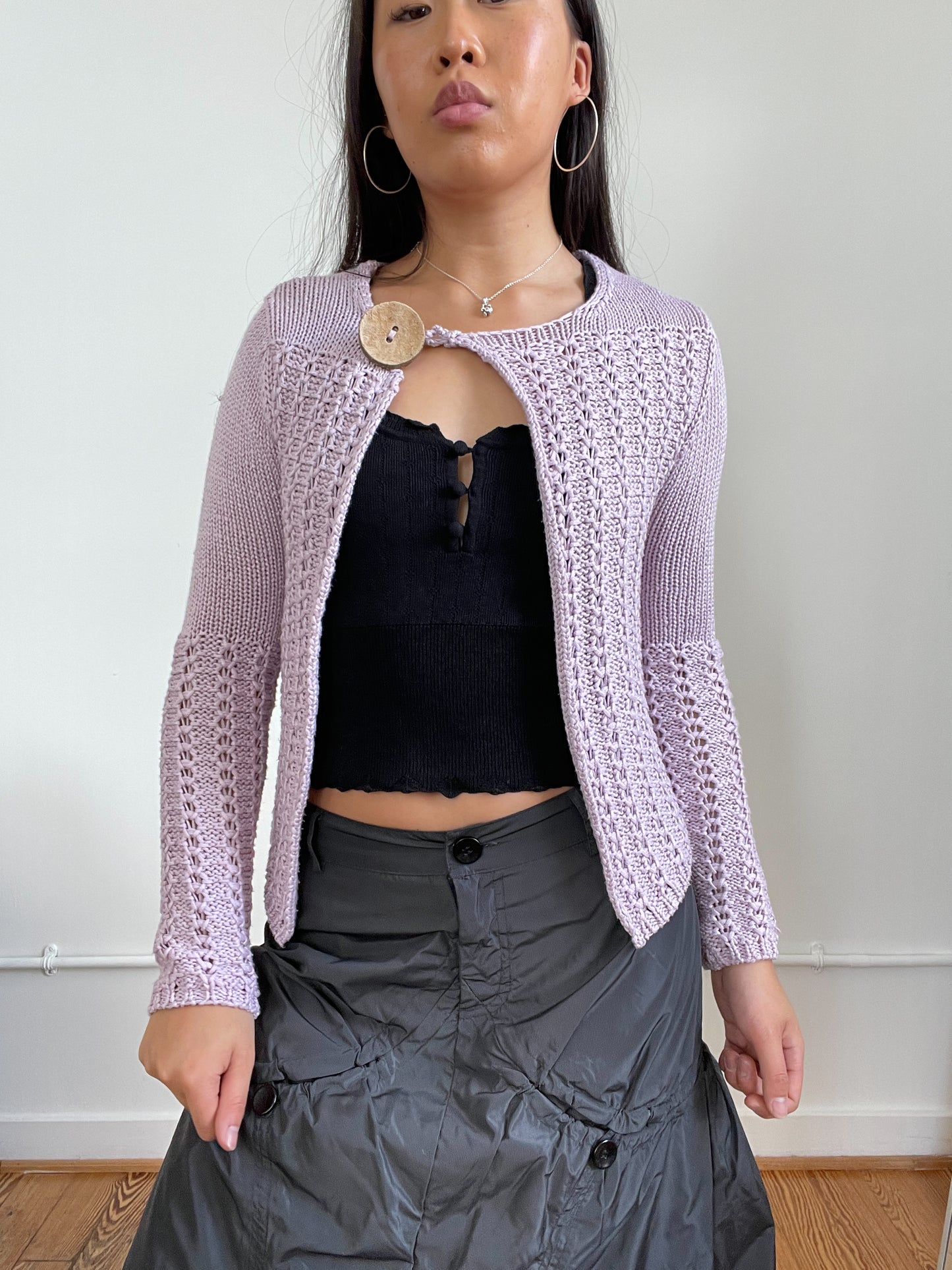Lilac Purple Knitted Cardigan