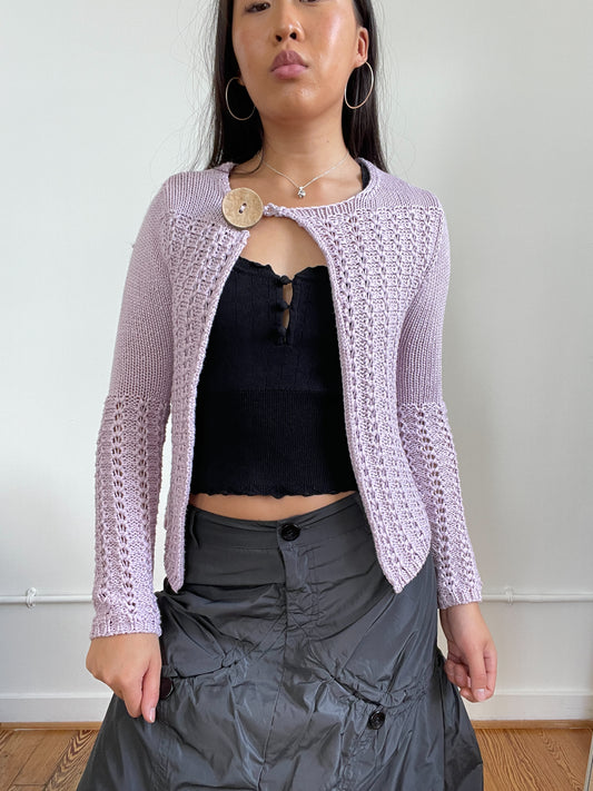 Lilac Purple Knitted Cardigan