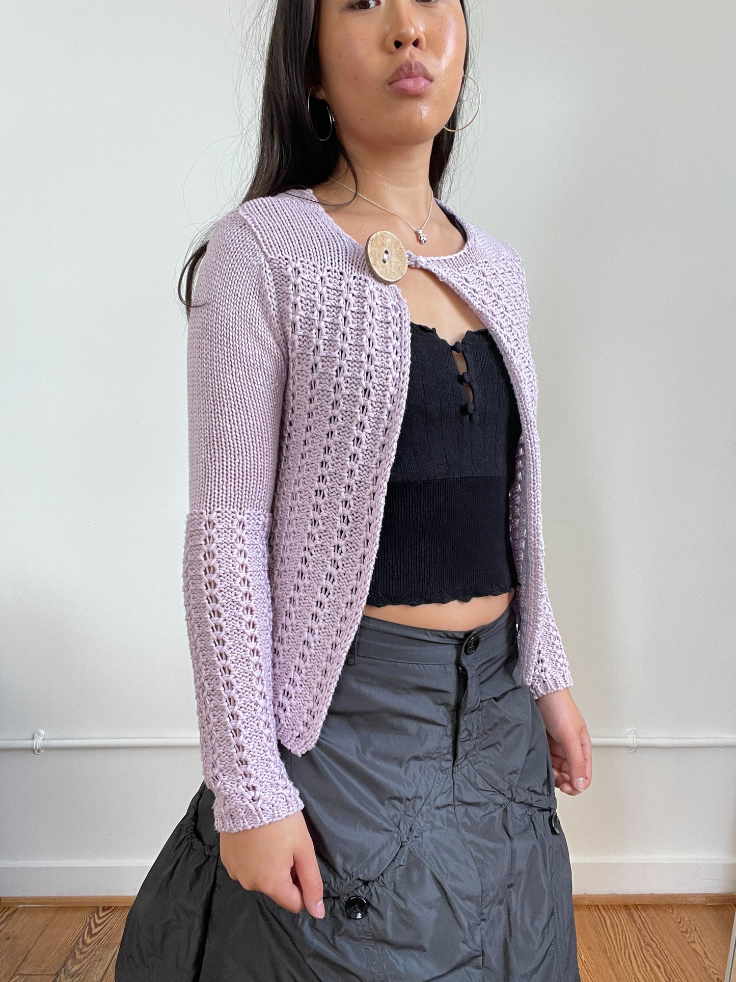 Lilac Purple Knitted Cardigan