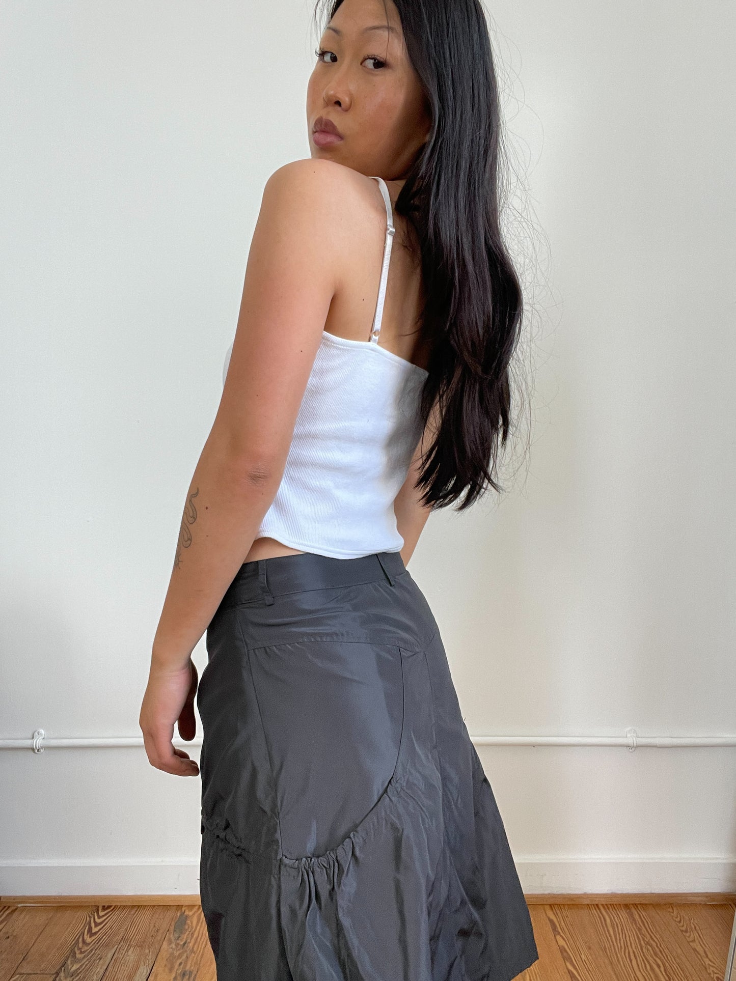 White Ribbed Corset Cami Top