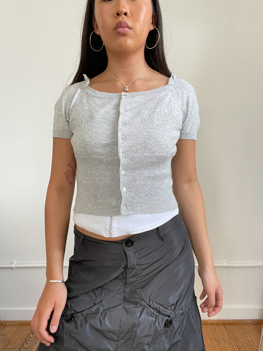 Light Grey Knitted Crop Cardigan