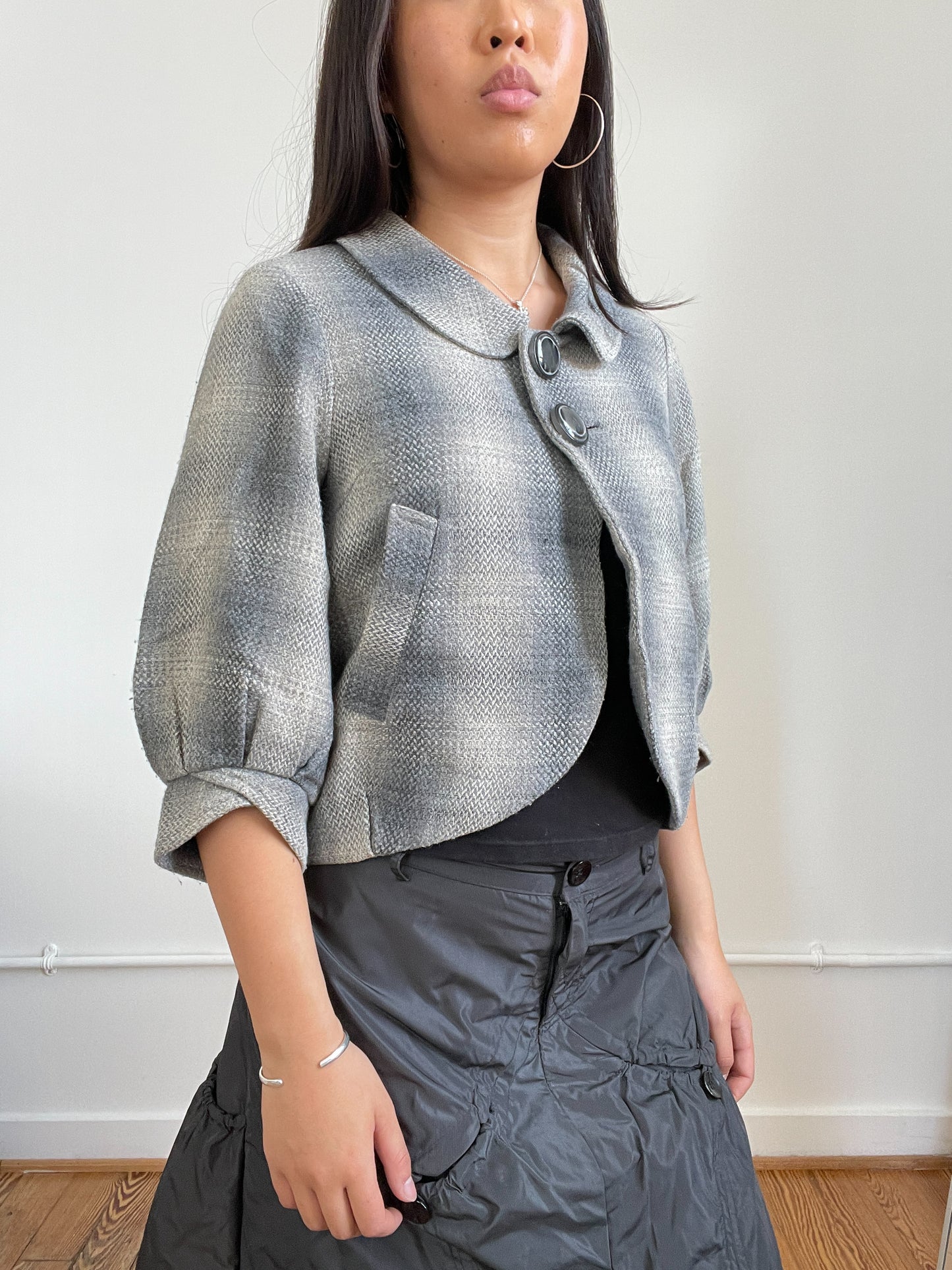 Blue And Grey Tartan Swing Jacket