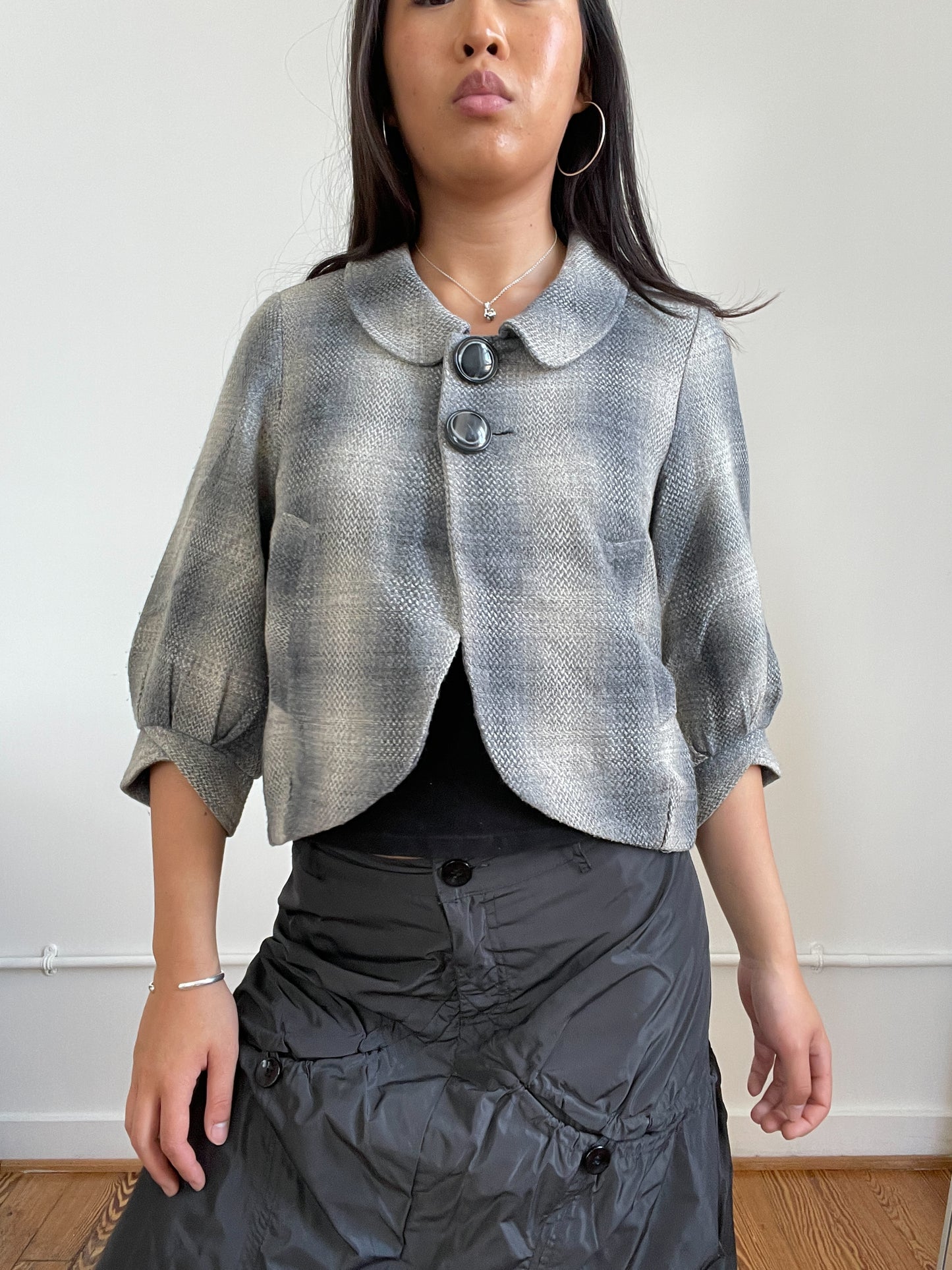 Blue And Grey Tartan Swing Jacket