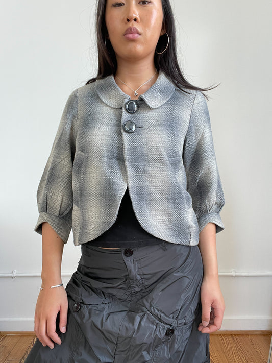 Blue And Grey Tartan Swing Jacket