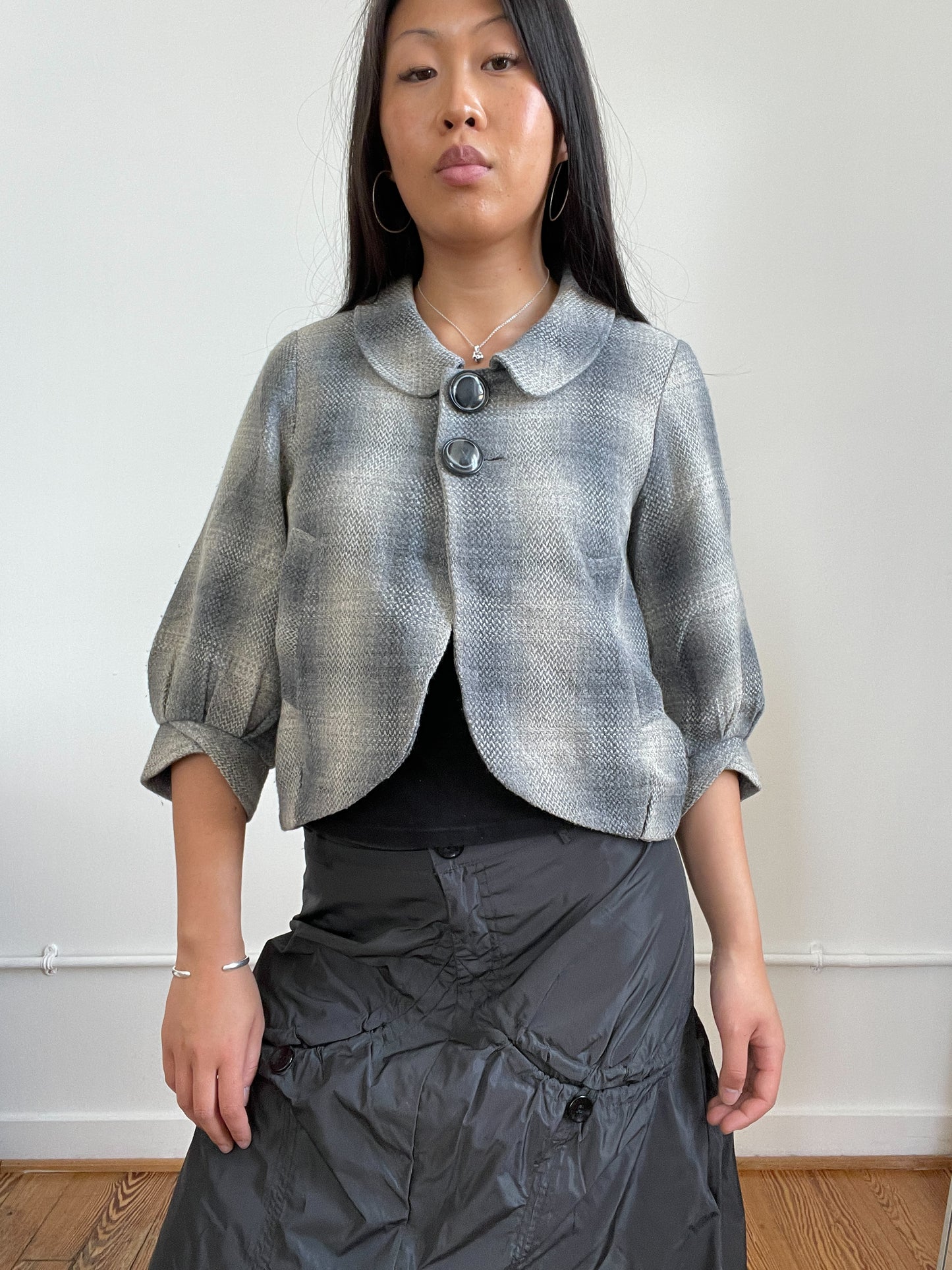 Blue And Grey Tartan Swing Jacket
