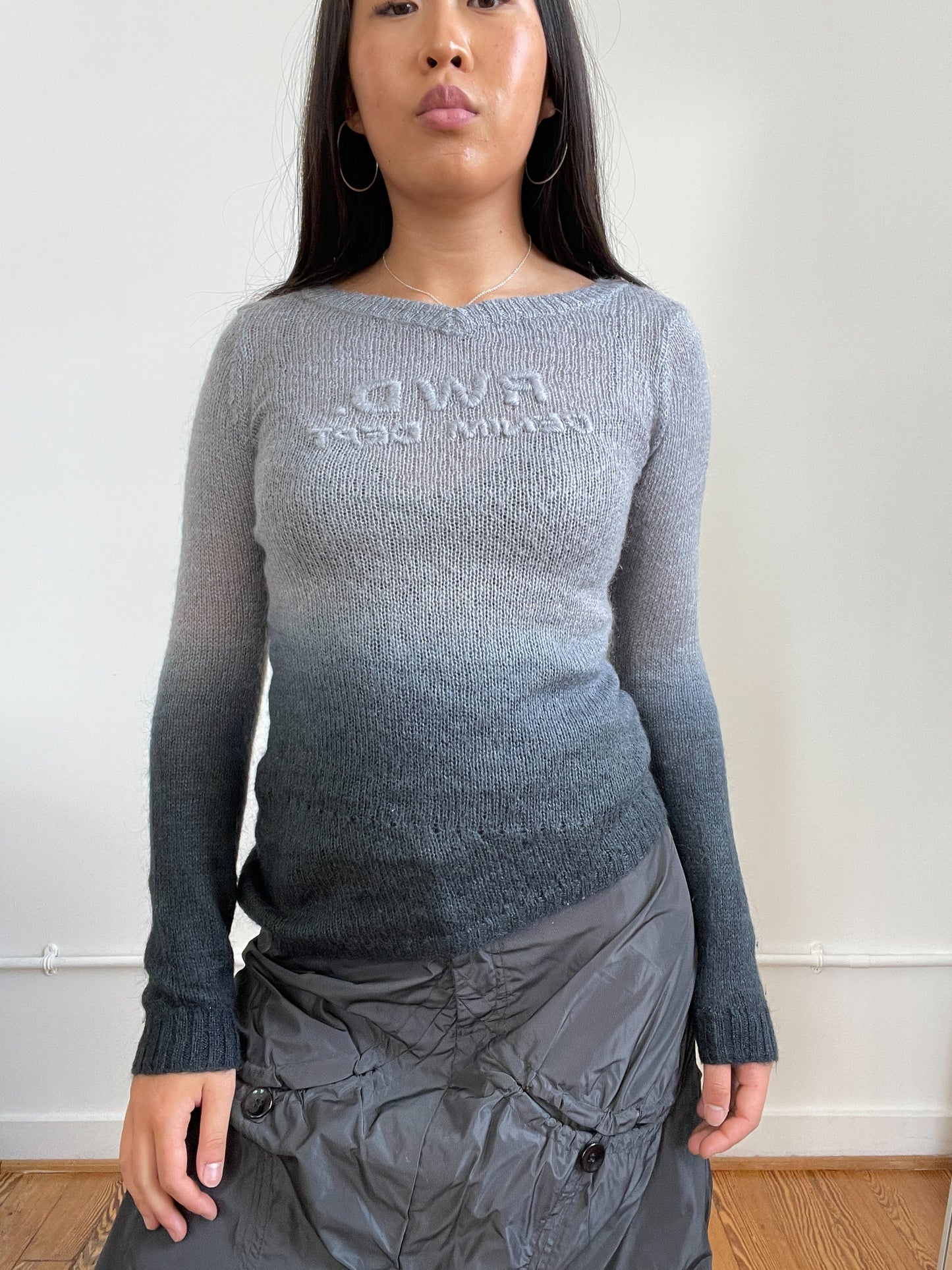 Blue Grey Ombré Knitted Long Sleeve