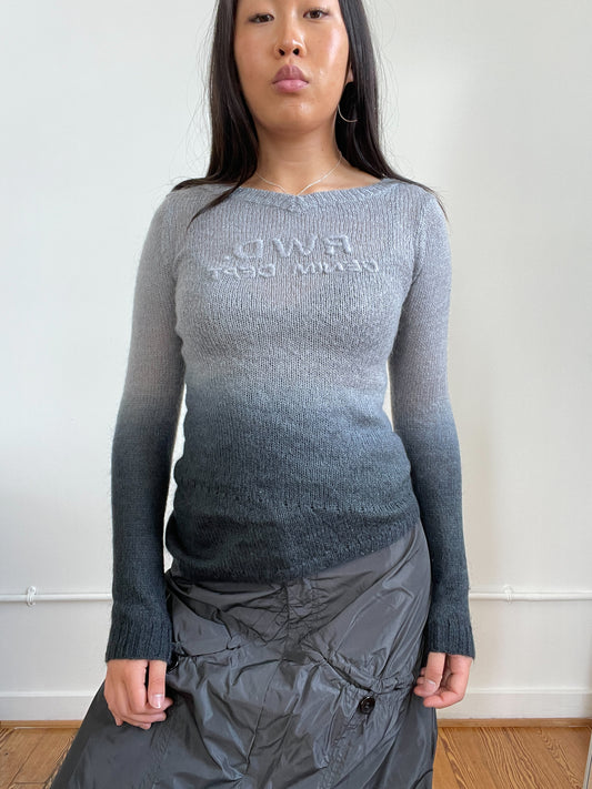 Blue Grey Ombré Knitted Long Sleeve
