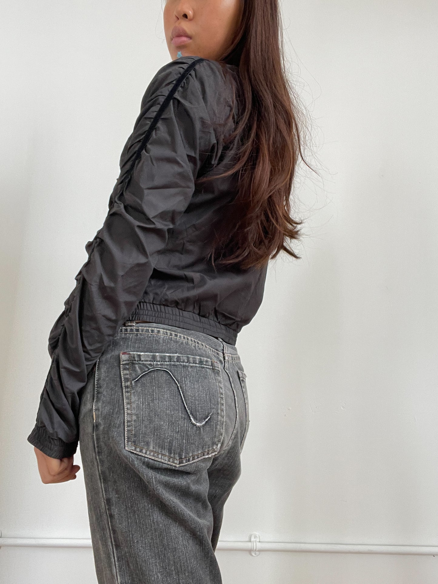 Vintage Ruched Grey And Black Jacket