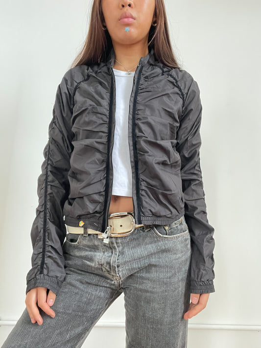 Vintage Ruched Grey And Black Jacket