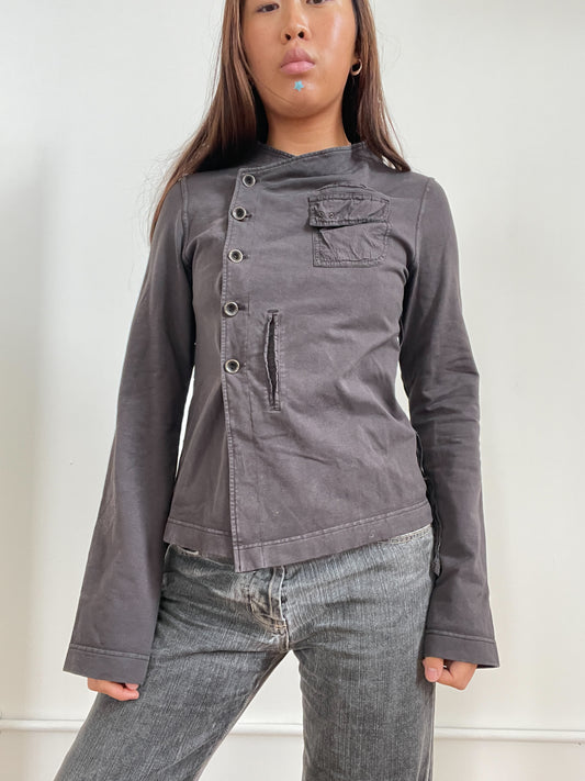 Vintage Light Grey Asymmetric Cop Copine Jumper