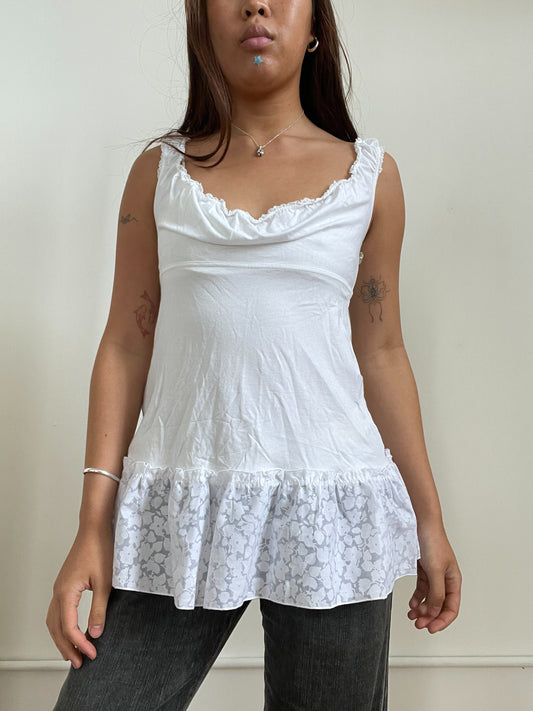 Vintage White Cowl Neck Cop Copine Top