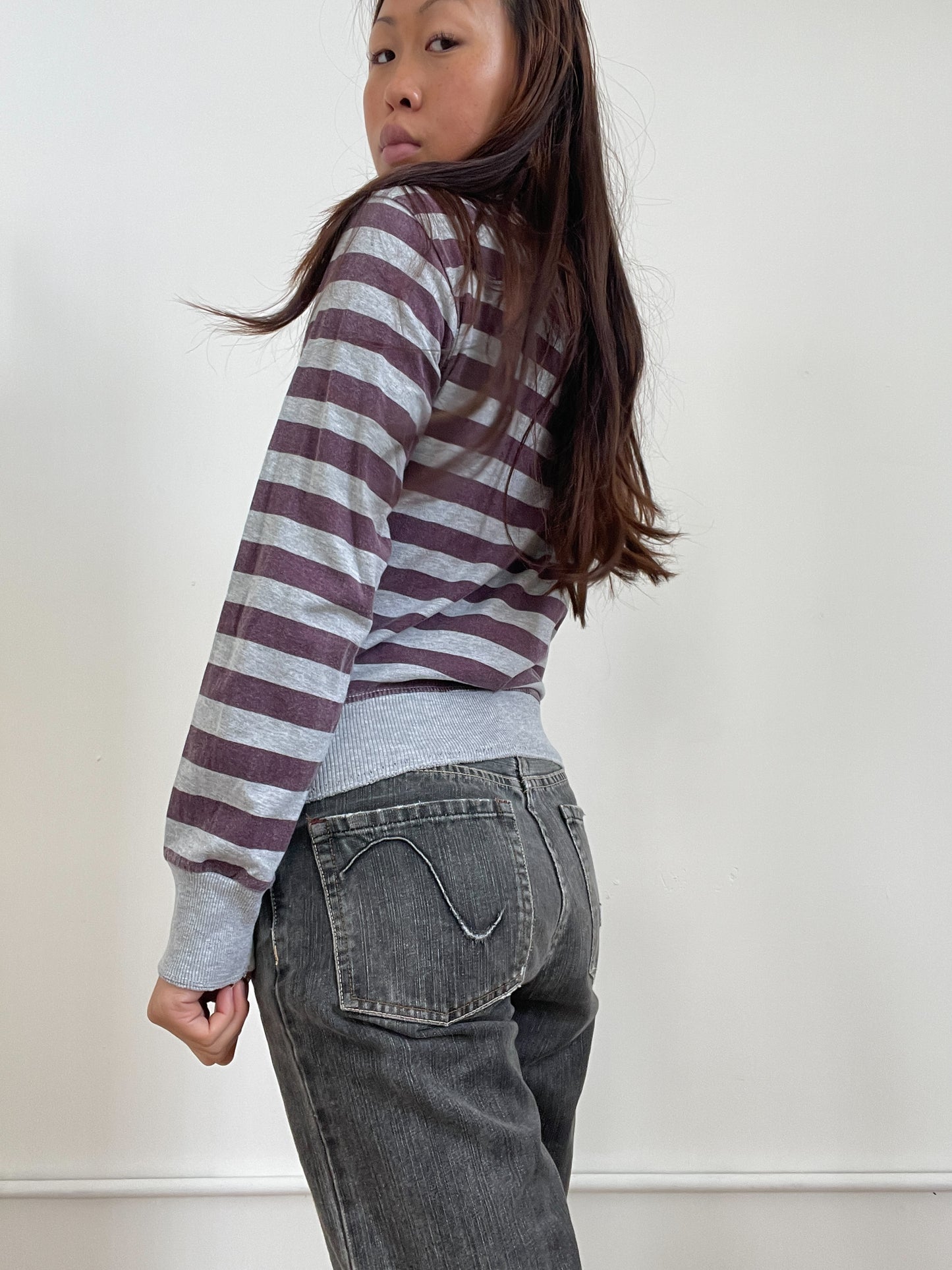 Vintage Stripe Zip Up Jumper
