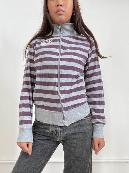 Vintage Stripe Zip Up Jumper