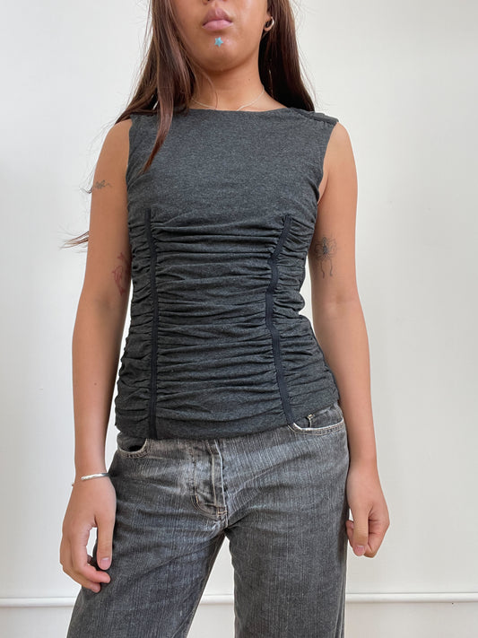 Vintage Grey Ruched D&G Tank Top