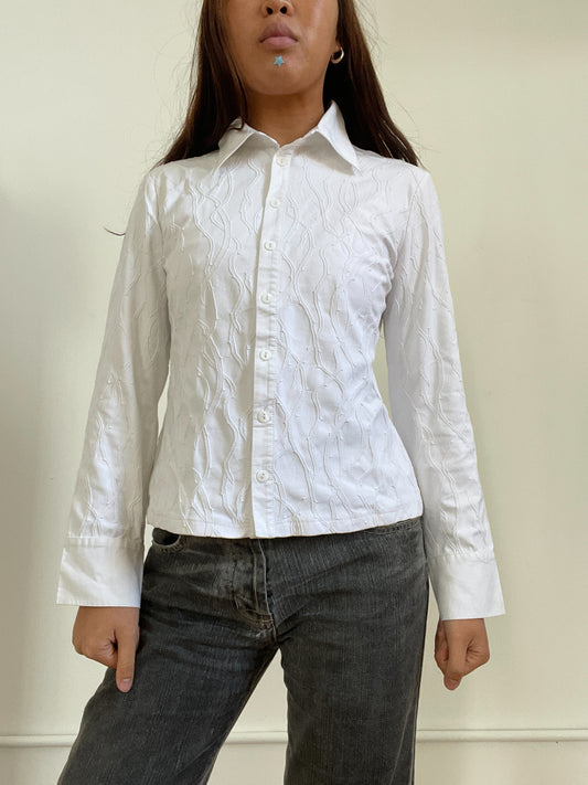 Vintage White Shirt With Embossing Detail