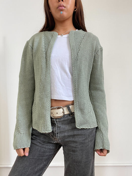 Vintage Green Structured Cardigan