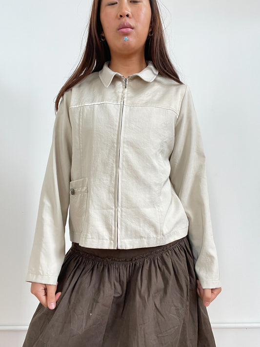 Cream White Zip Up Jacket