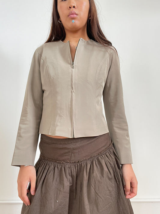 Dark Beige Zip Up Jacket
