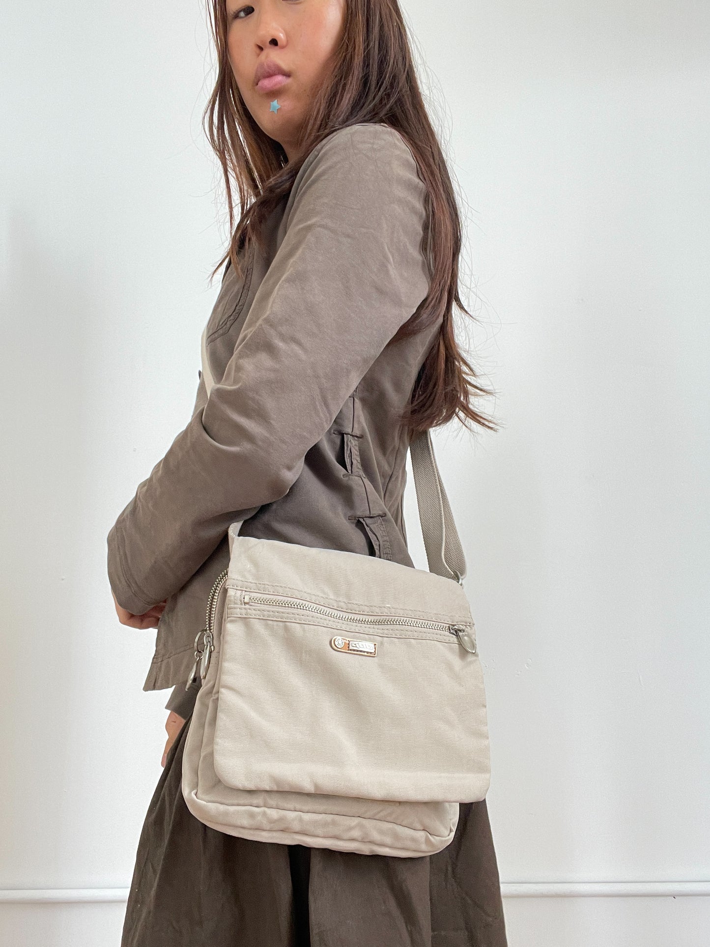 Beige Cross-Body Bag