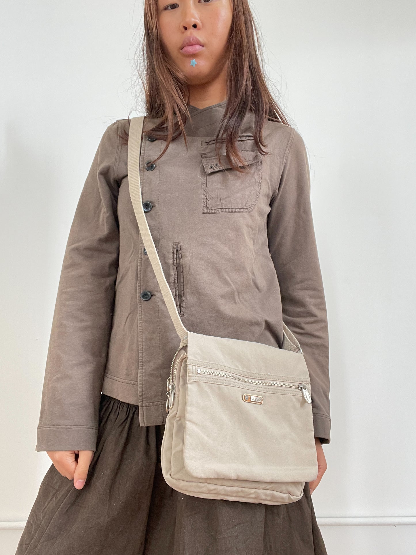 Beige Cross-Body Bag