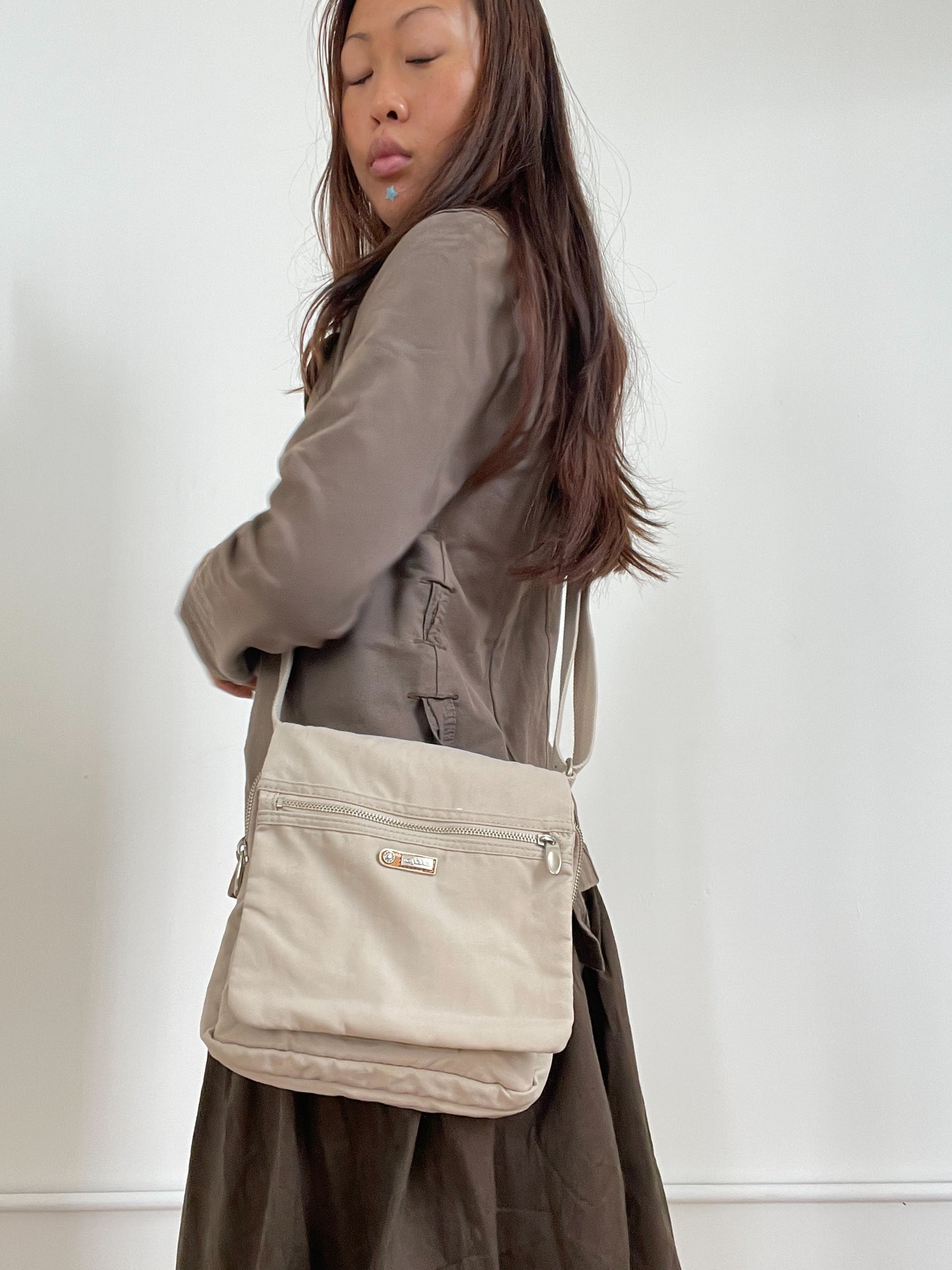 Beige Cross-Body Bag
