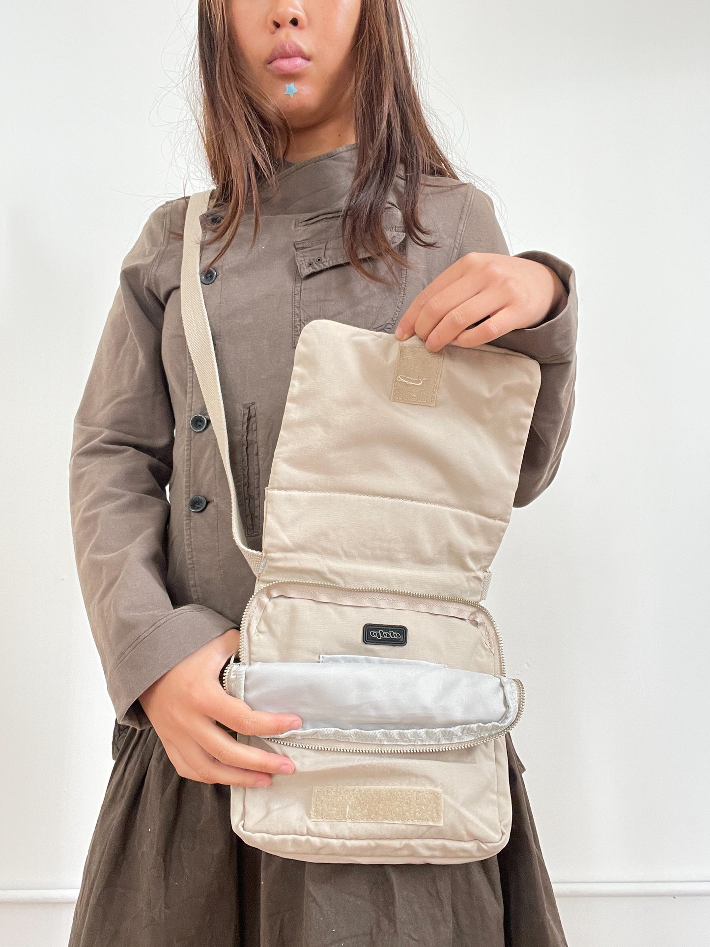 Beige Cross-Body Bag