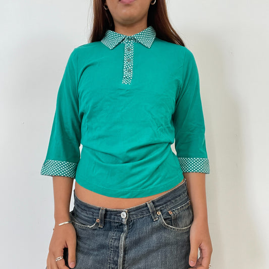 Vintage Teal Green Collared Shirt