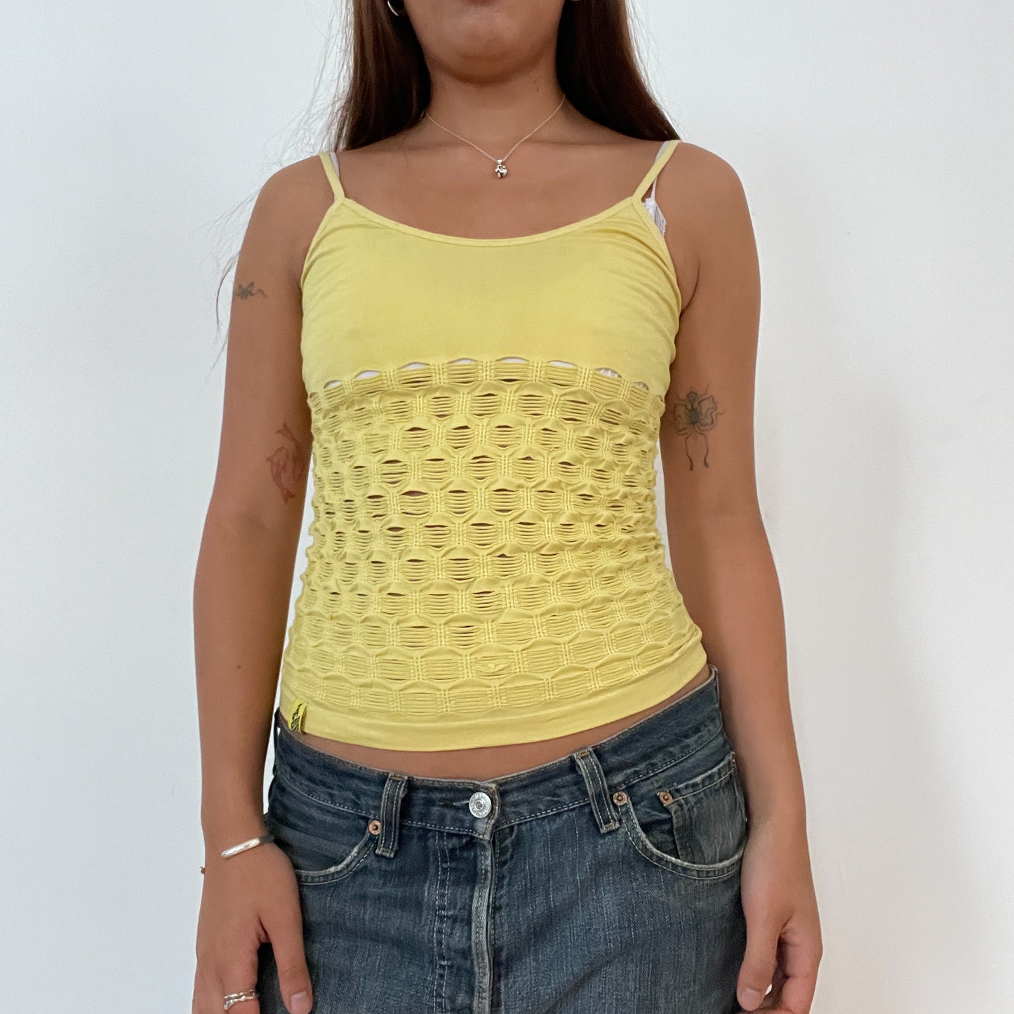 Vintage Yellow Textured Cami Vest