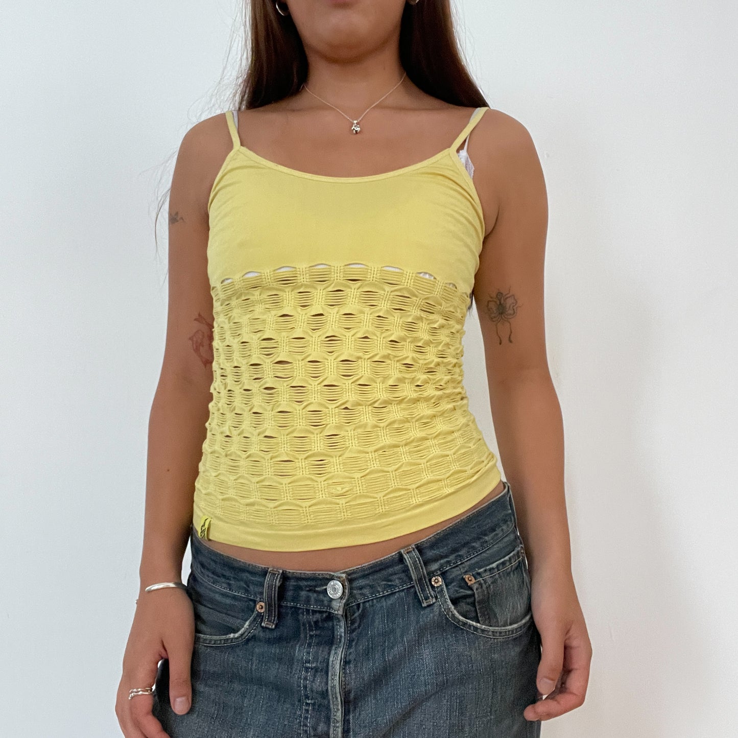 Vintage Yellow Textured Cami Vest