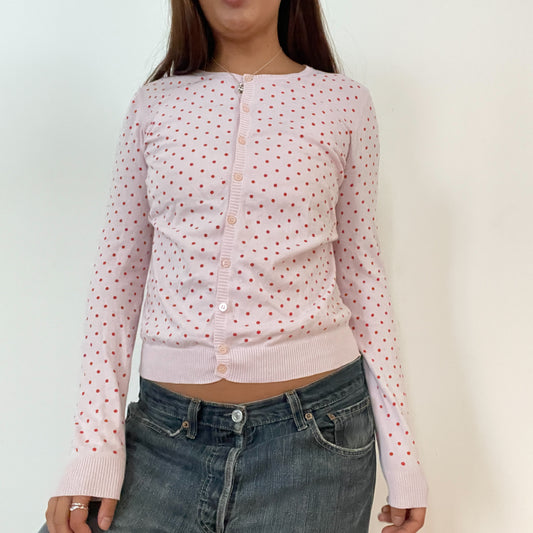 Vintage Baby Pink Polka Dot Cardigan