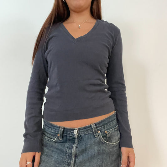Vintage Dark Navy Long Sleeve Top