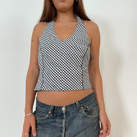 Vintage Black And White Checkered Halter Vest