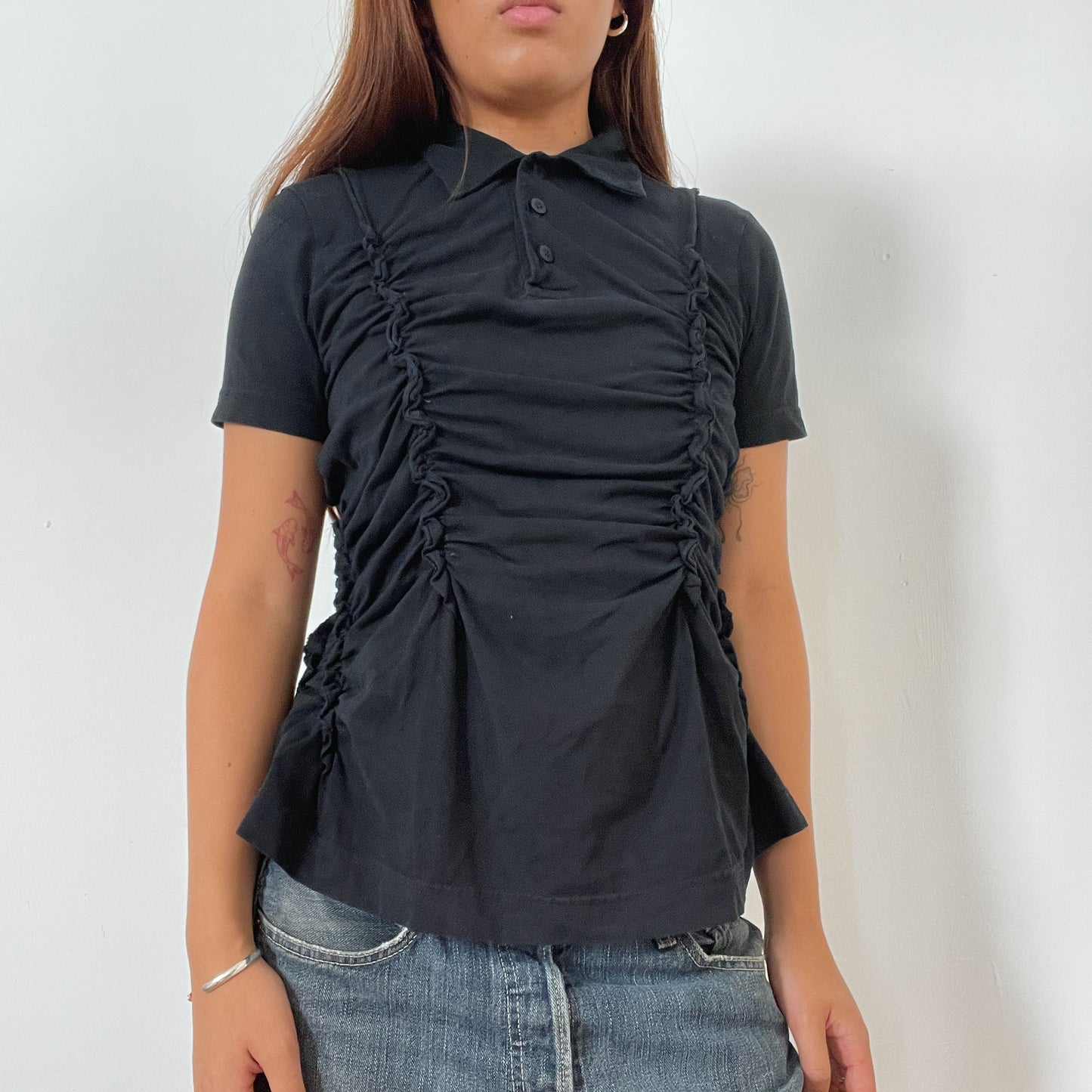 Black Ruched Baby Tee
