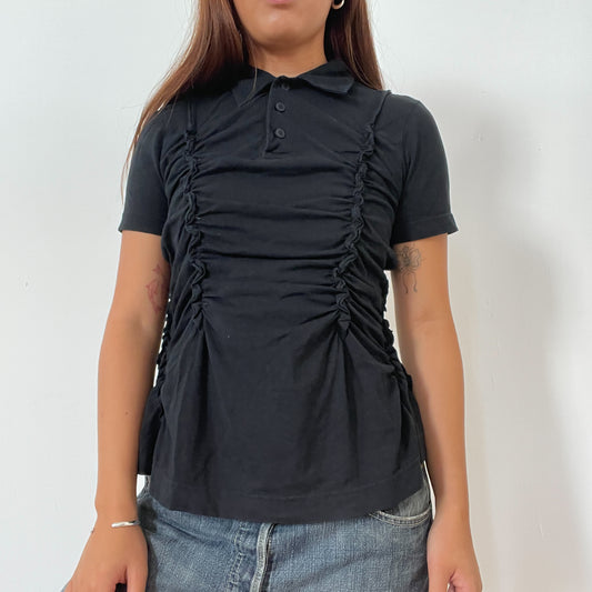 Black Ruched Baby Tee