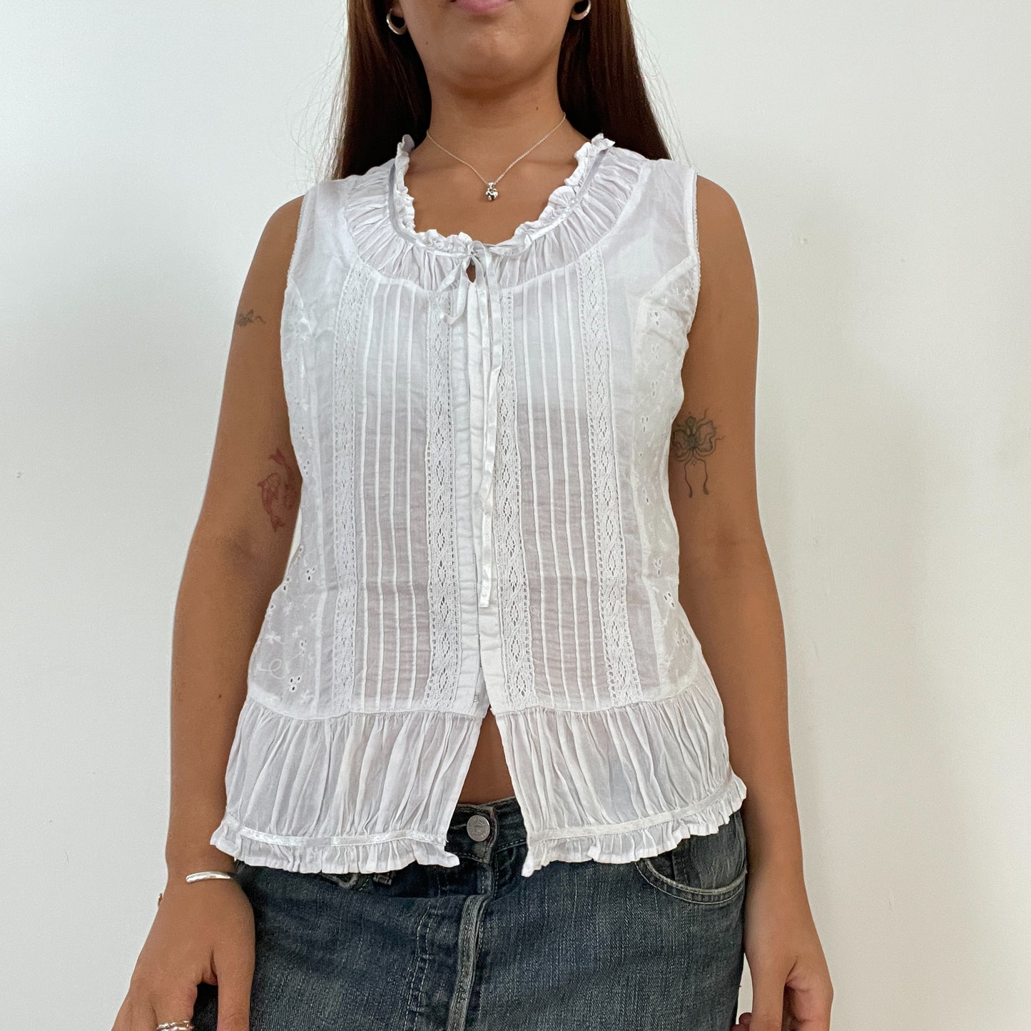 Vintage White Babydoll Vest Top
